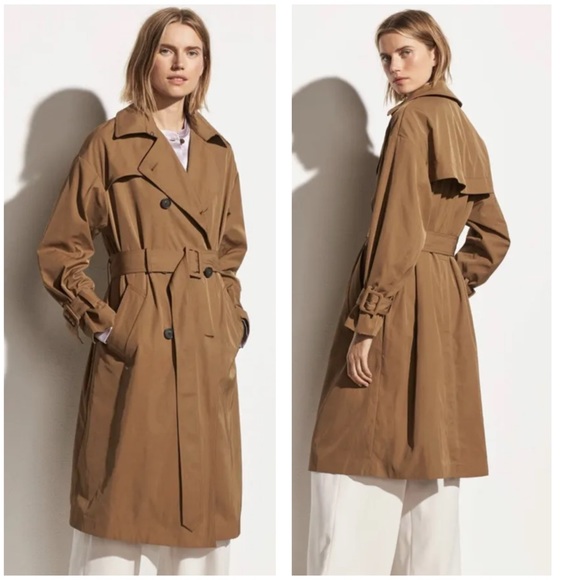 Vince Jackets & Blazers - Vince Belted Technical Trench Coat In Tapenade Size M